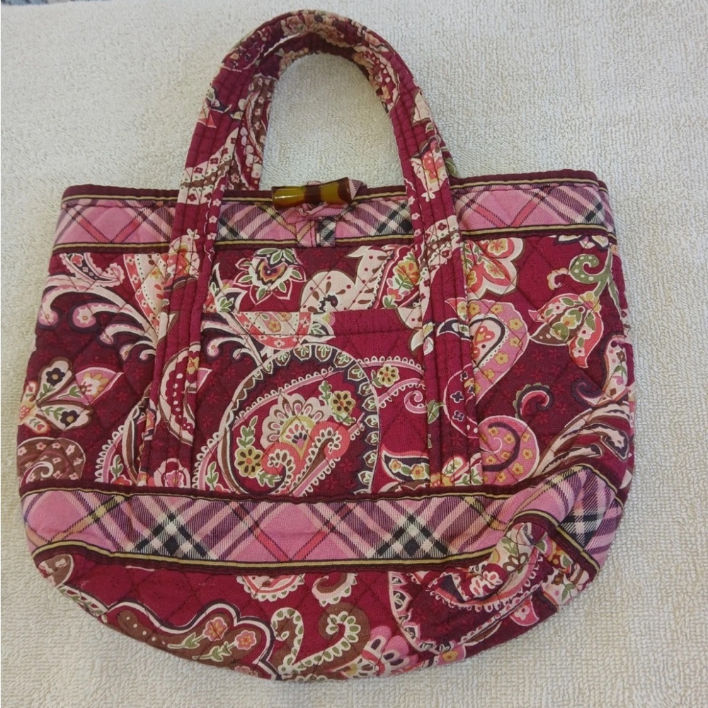Vera Bradley pink/maroon small handbag double handles